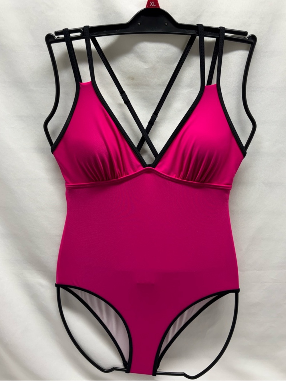 B2prity Womens 1 Piece Swimsuit Tummy Control Slimming Hot Pink/Black High Waist